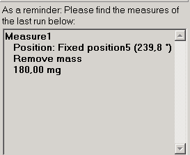 2. List of measures from the last run